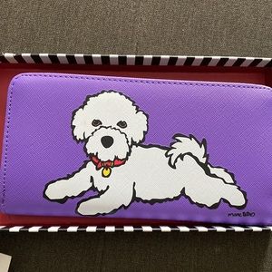 🐾💜Marc Tetro Zip Around Wallet Purple Bichon Frisse Dog, NWT & box